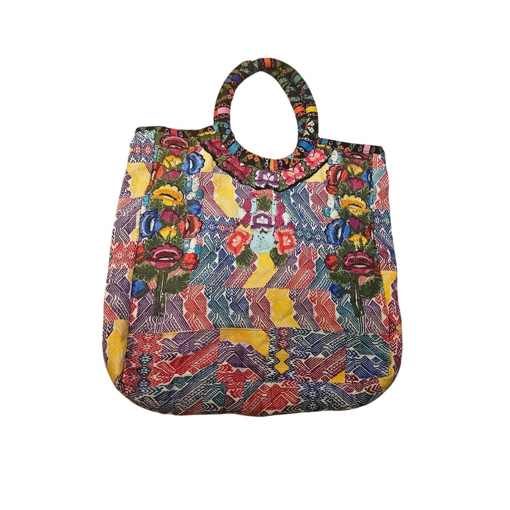Guatemalan‎ Tote Bag Colorful Embroidered Floral Unique Handmade Handbag